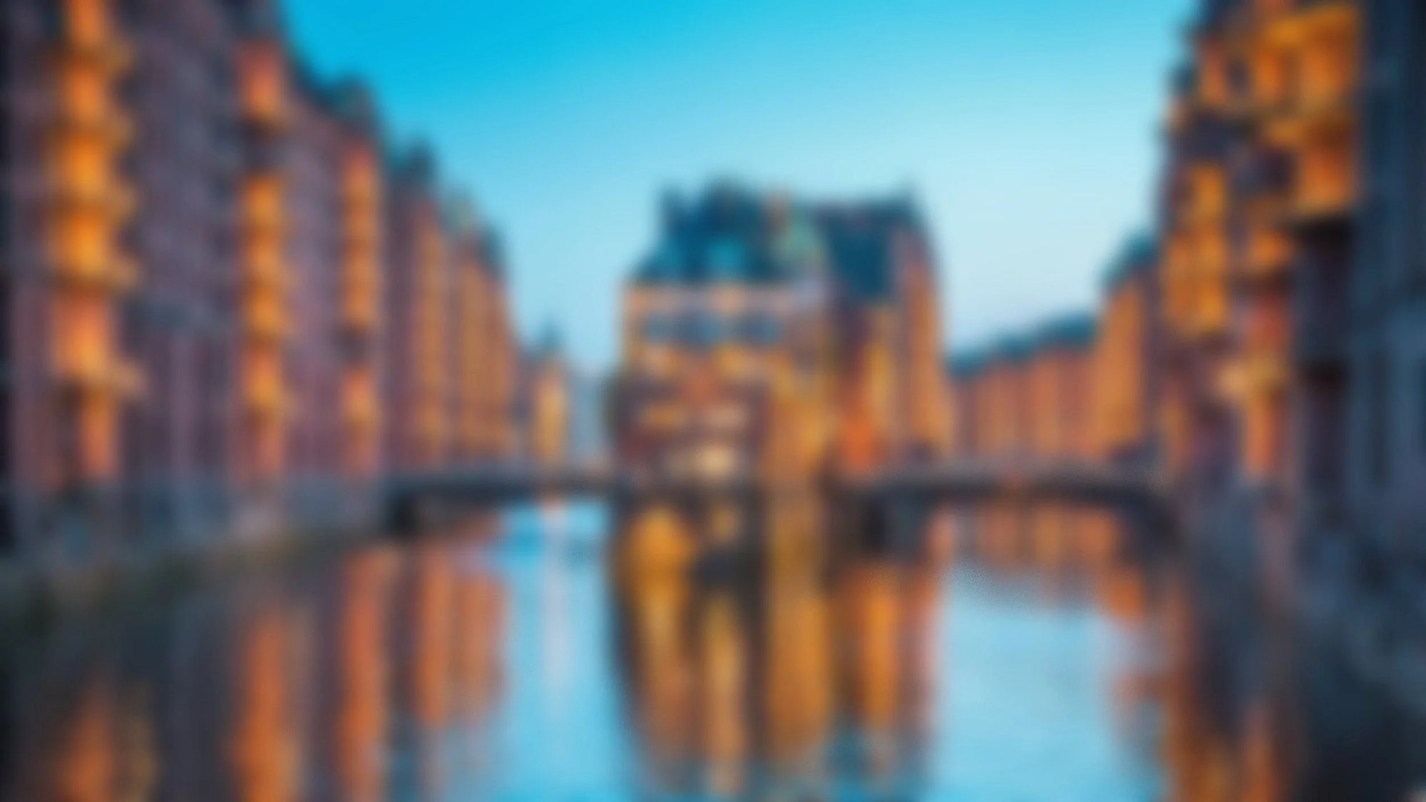 Hamburger Speicherstadt in der Abenddämmerung